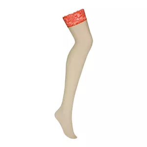 Zeķes, Obsessive 838-STO-3 S/M, Beigās, Sarkanas, 90% poliamīds, 10% elastāns