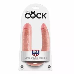 Dildo KING COCK U-veida LIELAIS DOUBLE TROUBLE FLESH