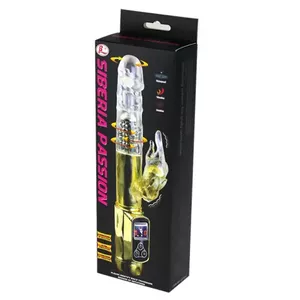 Vibrators BAILE Rabbit Siberia Passion Gold — dubultas stimulācijas, silikons/TPE, ūdensizturīgs, 0,245 g