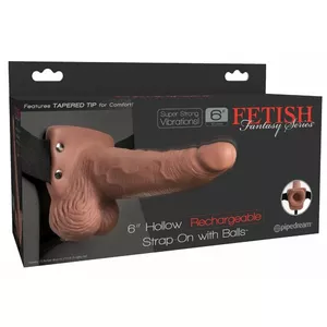 Strap-on PIPEDREAM FF 6 Hollow Strap-On, silicone, hollow design, adjustable straps, black, length 17.8 cm