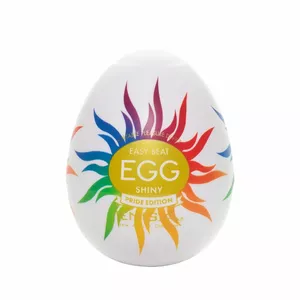 Tenga Egg Shiny Pride Edition Egg masturbator Balts Termoplastiska elastomēra (TPE)