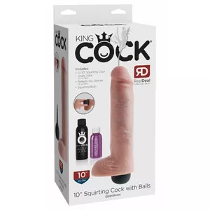 Dildo King Cock Silikona Melns 10" Squirting Dzimumloceklis ar Olu