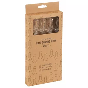 Glass Drinking Straw Willy x 4