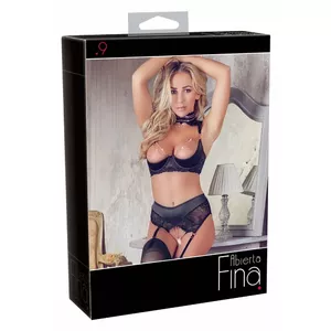 Apakšveļas komplektsShelf Bra Set abierta fina 85B/L — ar stīpiņām, viegli polsterēts, atvērts biksīšu rāmenis, 4 piekāršanas siksnas, mežģīnes