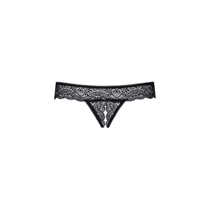 Thong OBSESSIVE Miamor L/XL — black, lace, open crotch Photo 2