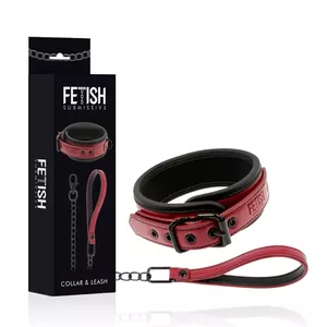 FETISH SUBMISSIVE DARK ROOM COLLAR WITH LEASH