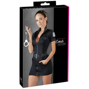 Женское платье-костюм Cottelli Collection Police Dress L – эластичное платье с высоким воротом, молнией спереди, ремнём, значком, размер L