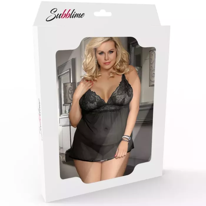 Пеньюар SUBBLIME Queen Plus с кружевом - черный Photo 3