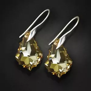 Серебряные серьги "Барокко IV (Golden Shadow)" с кристаллами Swarovski™