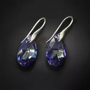 925 Sterling Silver Earrings "Baroque (Tanzanite AB)" with Crystals From Swarovski™