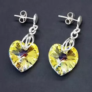 Sudraba auskari "Iemīlējusies Sirds II (Aurore Boreale)" ar Swarovski™ kristāliem