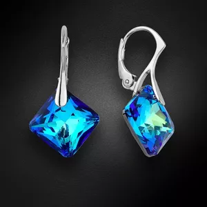 925 Sterling Silver Earrings "Shimmer (Bermuda Blue)" with Crystals From Swarovski™