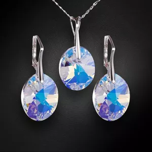 Sudraba komplekts "Atspoguļojums (Aurore Boreale)" ar Swarovski™ kristāliem