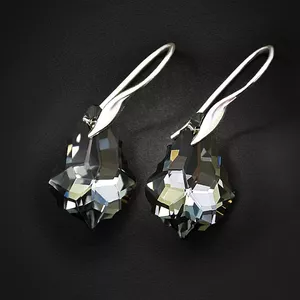 925 Sterling Silver Earrings "Baroque IV (Silver Night)" with Crystals From Swarovski™