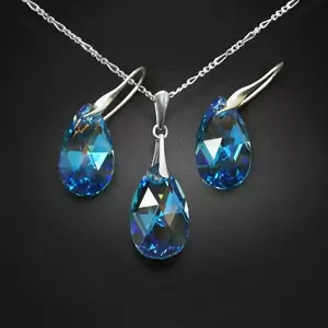 Sudraba komplekts "Baroka (Aquamarine Blue AB)" ar Swarovski™ kristāliem