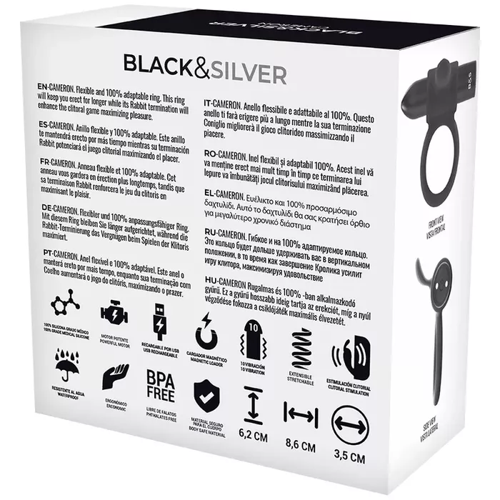 Cockring black&silver CAMERON remote control Photo 6