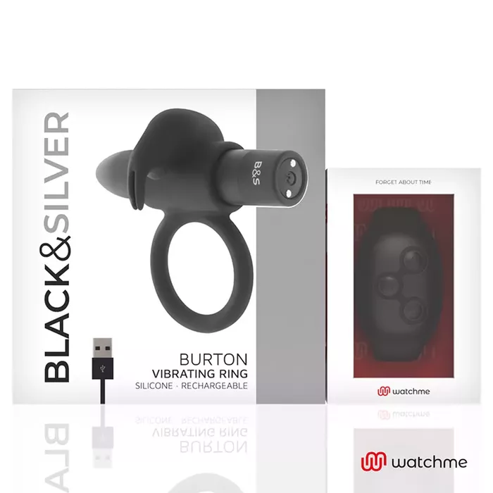 Cockring massager Black&Silver Burton Watchme Photo 4