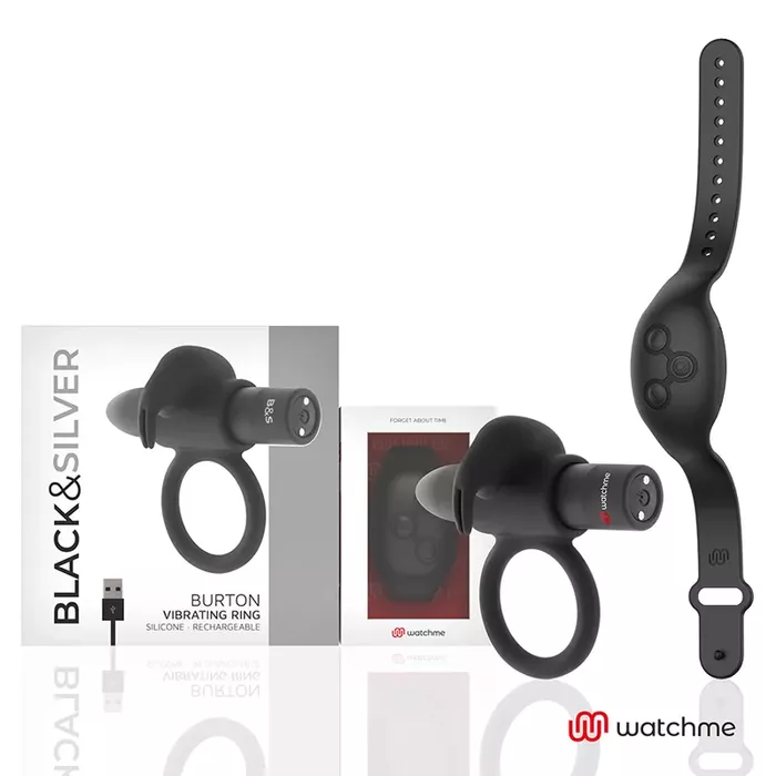 Cockring massager Black&Silver Burton Watchme Photo 6