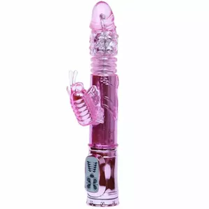 Vibrators BAILE D-211795 — uzlādējams ar rotējošu vārpstu un pulsējošu tauriņa stimulātoru, silikons/TPE, violets