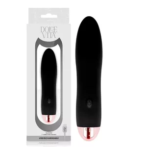 DOLCE VITA RECHARGEABLE VIBRATOR FOUR BLACK 7 SPEEDS