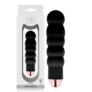 DOLCE VITA RECHARGEABLE VIBRATOR SIX BLACK 7 SPEEDS