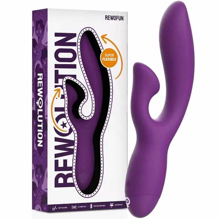 Rabbit vibrators Rewolution elastīgs — violets, 100% silikons Photo 3