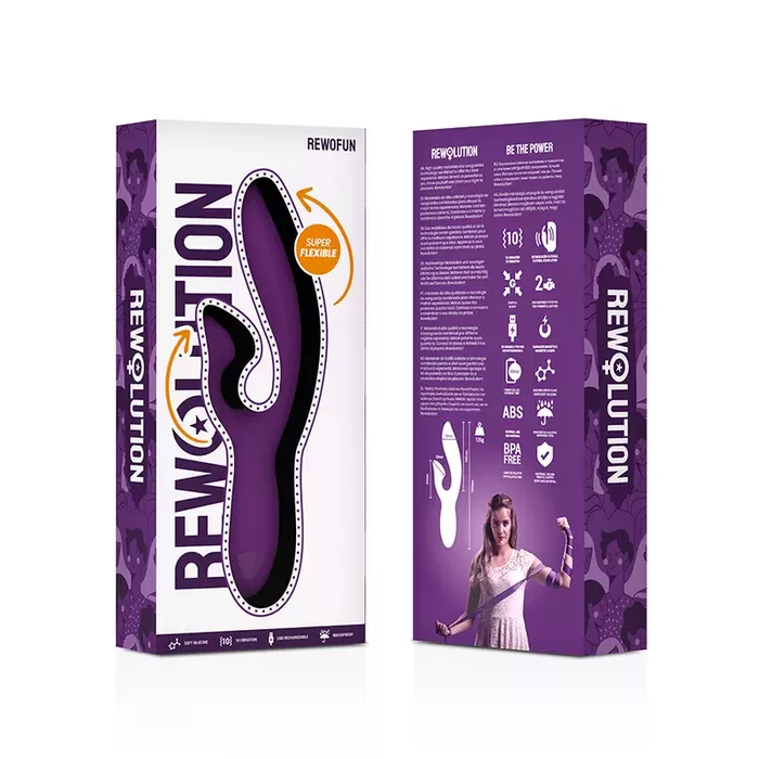 Rabbit vibrators Rewolution elastīgs — violets, 100% silikons Photo 8