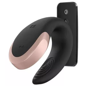 Couples vibrator SATISFYER Double Love Luxury Partner — ambidextrous, 86×57 mm, built-in lithium-ion battery, black
