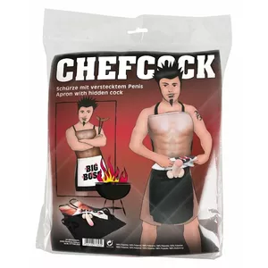 Priekšauts CHEFCOCK — poliestera, ādas tonis, 100% poliesters, sasienams pie kakla un jostas