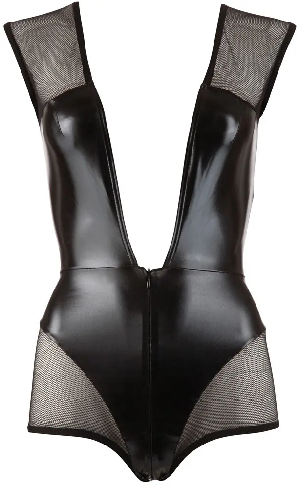 Боди Cottelli Collection M — чёрное, глубокий вырез, молния Photo 13