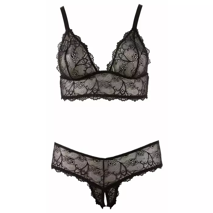 Lingerie set Cottelli Collection bra and crotchless string 2XL Photo 4