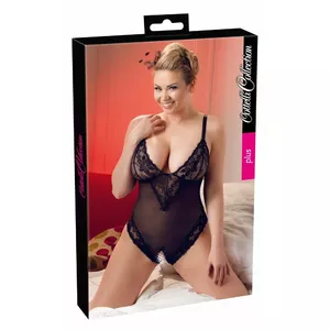 Cottelli Collection crotchless bodysuit 4XL, black, 90% polyamide 10% elastane