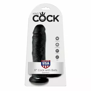KING COCK 8" COCK BLACK WITH BALLS 20.3 CM