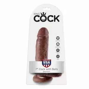 Дилдо, KING COCK - 7 DILDO BROWN WITH BALLS 17.8 CM