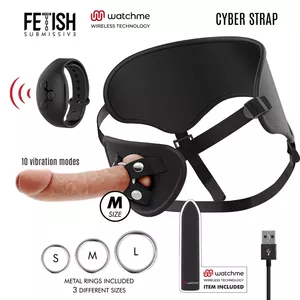 CYBER STRAP HARNESS WITH DILDO AND BULLET REMOTE CONTROL WATCHME M TECHNOLOGY