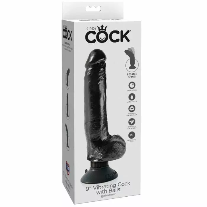 Vibrator king cock 23 cm — silicone, black Photo 2