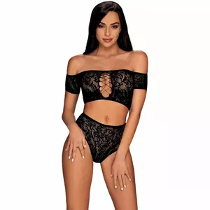 OBSESSIVE - INESSITA DIVDAĻĪGS KOMPLEKTS - MELNS XL/XXL