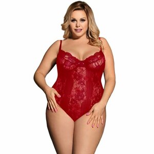 QUEEN LINGERIE TEDDY - RED WINE PLUS SIZE