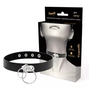 COQUETTE CHIC DESIRE HAND CRAFTED CHOKER VEGAN LEATHER  - DOUBLE RING