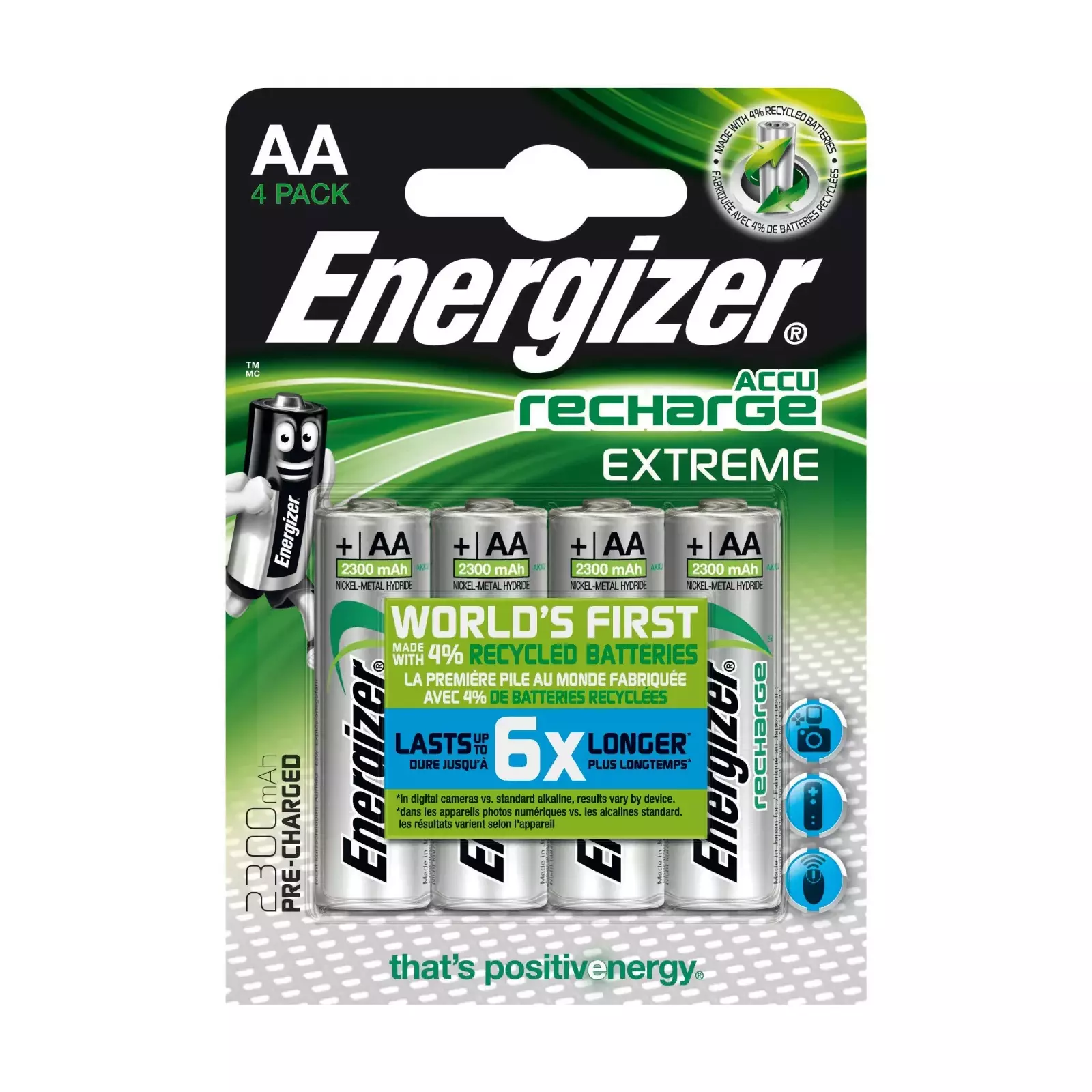 Lādējama baterija Energizer Accu Recharge Extreme 2300 AA BP4, D-230460 Photo 1