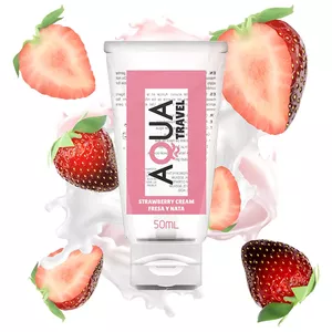 AQUA TRAVEL STRAWBERRY CREAM FLAVOUR WATERBASED LUBRICANT - 50 ML