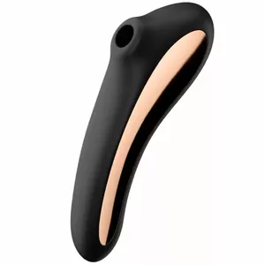 SATISFYER DUAL KISS AIR PULSE VIBRATOR - BLACK