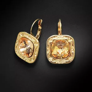 Earrings "Nostalgia II (Golden Shadow)" with Crystals From Swarovski™