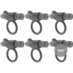 Black&Silver Cameron rechargeable vibrating ring, model D-231323, black, set 5+1 free