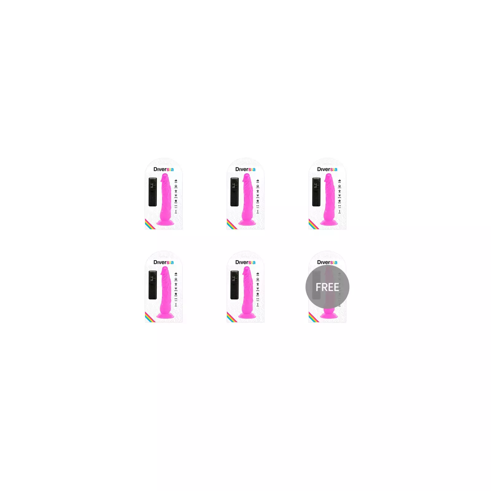 DIVERSIA Elastīgs Vibrējošs Dildo - ECOPACK 6 VIENĪBAS Photo 1