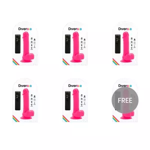 Vibrējošs dildo diversia+ D-231480 — elastīgs, rozā, garums 20,5 cm, Ø 4,2 cm, ECOPACK 6 gab.