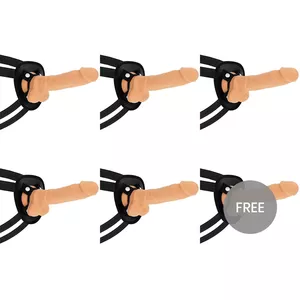 Strapon josta cock miller ar artikulējamu silikona dildo 18 cm, komplekts 5+1