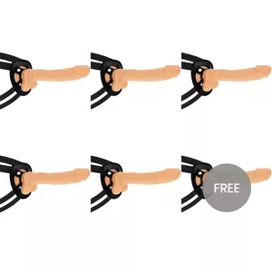 Siksnu komplekts un artikulējams silikona dildoš 24 cm no cock miller — modelis D-231464 ar 5+1 komplektā