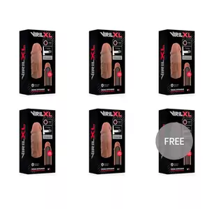 Penis extender sleeve VIRILXL Extra Comfort V3 — brown, size 5+1 free