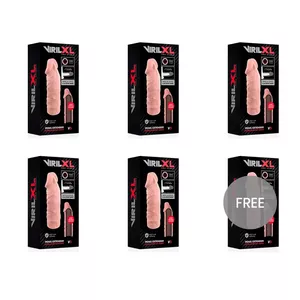 Penis extender sleeve VIRILXL V5 Extra Comfort, flesh color, set 5+1 pieces